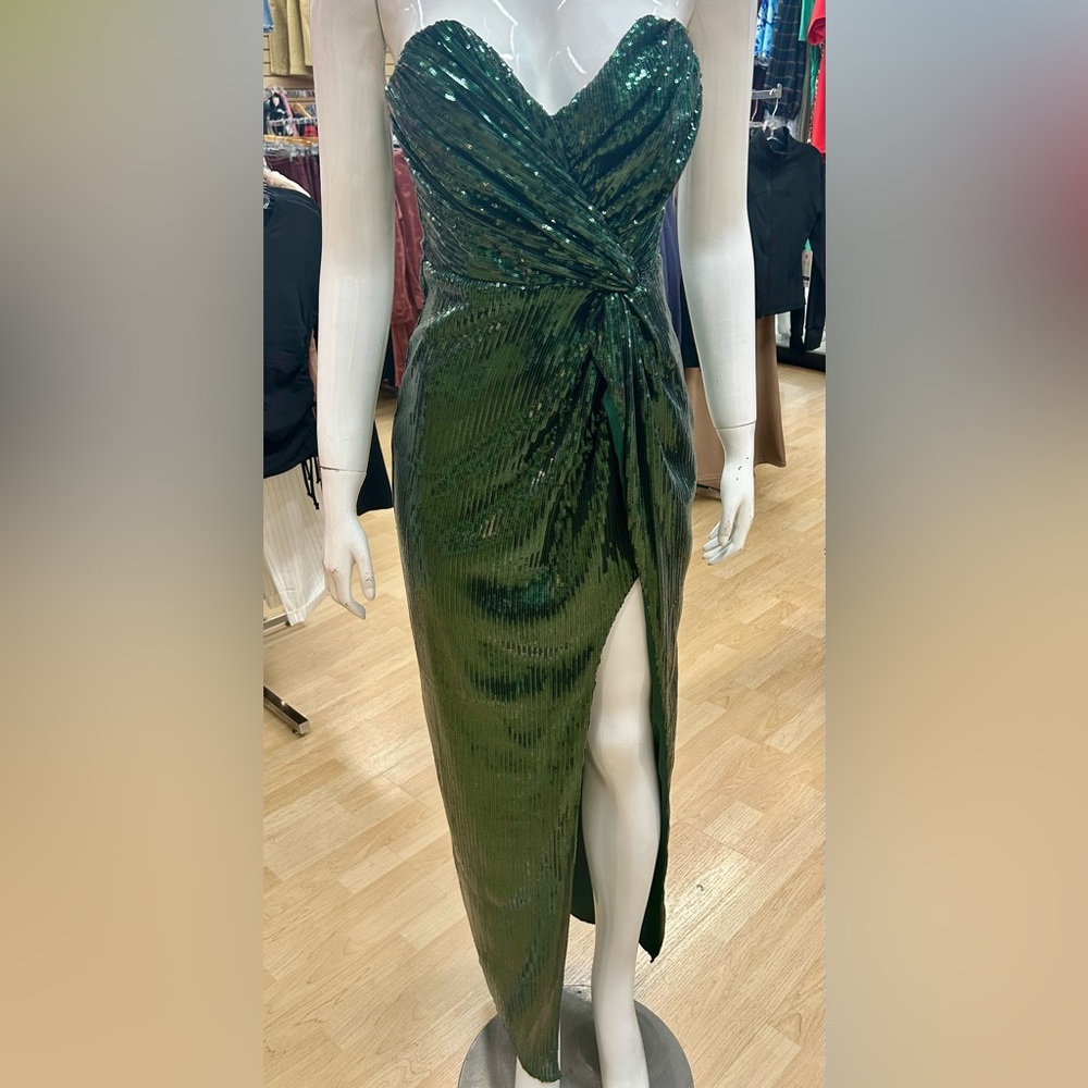 strapless evening dress in green S M L